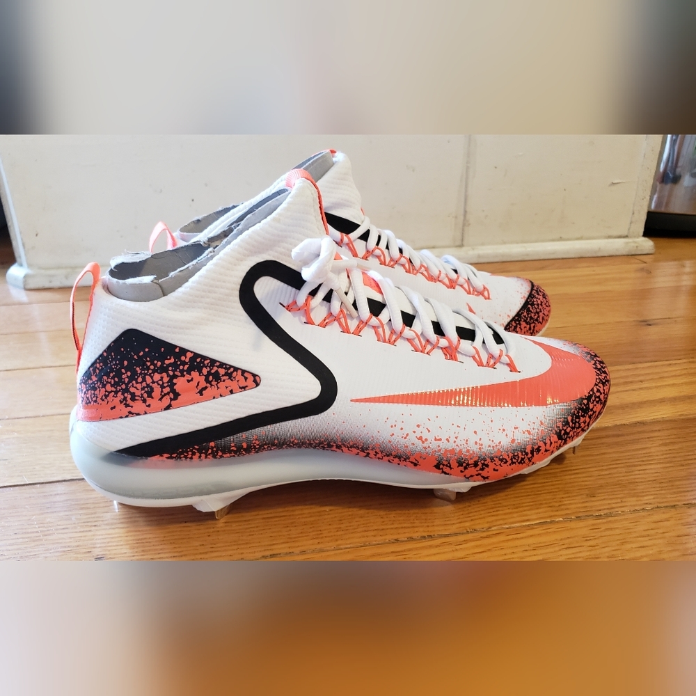 Nike Zoom Trout 3 Baseball 856503 188 Metal Cleats White Lava Shoes Mens 12 NEW